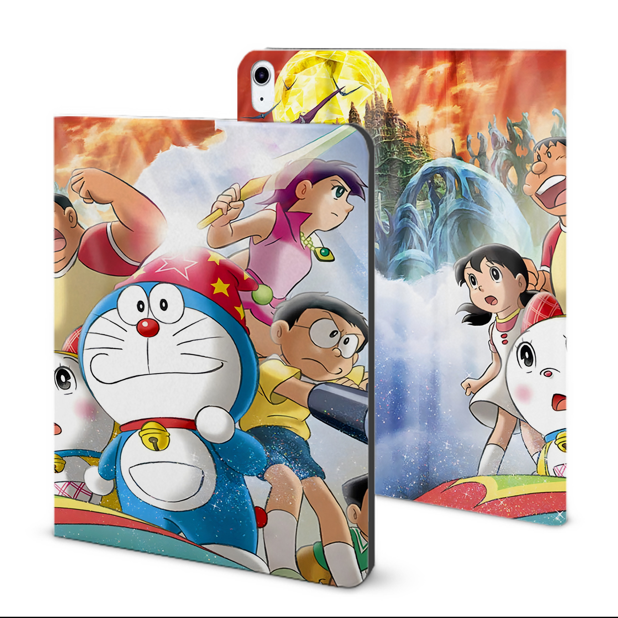 （画像用） ドラえもん Doraemon IPad ケース ブック型 PUレザー TPU 耐衝撃 軽量 薄型 ペン収納なし 全面保護 IPad 各モデル対応